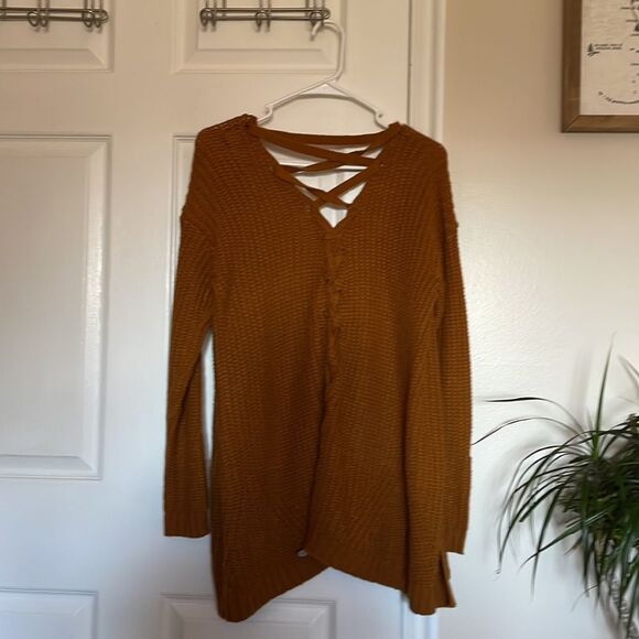 Pink Rose Mustard Burnt Orange Brown Knit sweater Cardigan size medium m fall - Picture 5 of 5